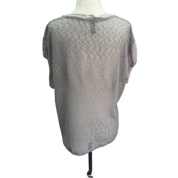 Danny Be Grey Loose Knit Short Sleeve Round Neck Sweater Top Size S - Picture 5 of 8
